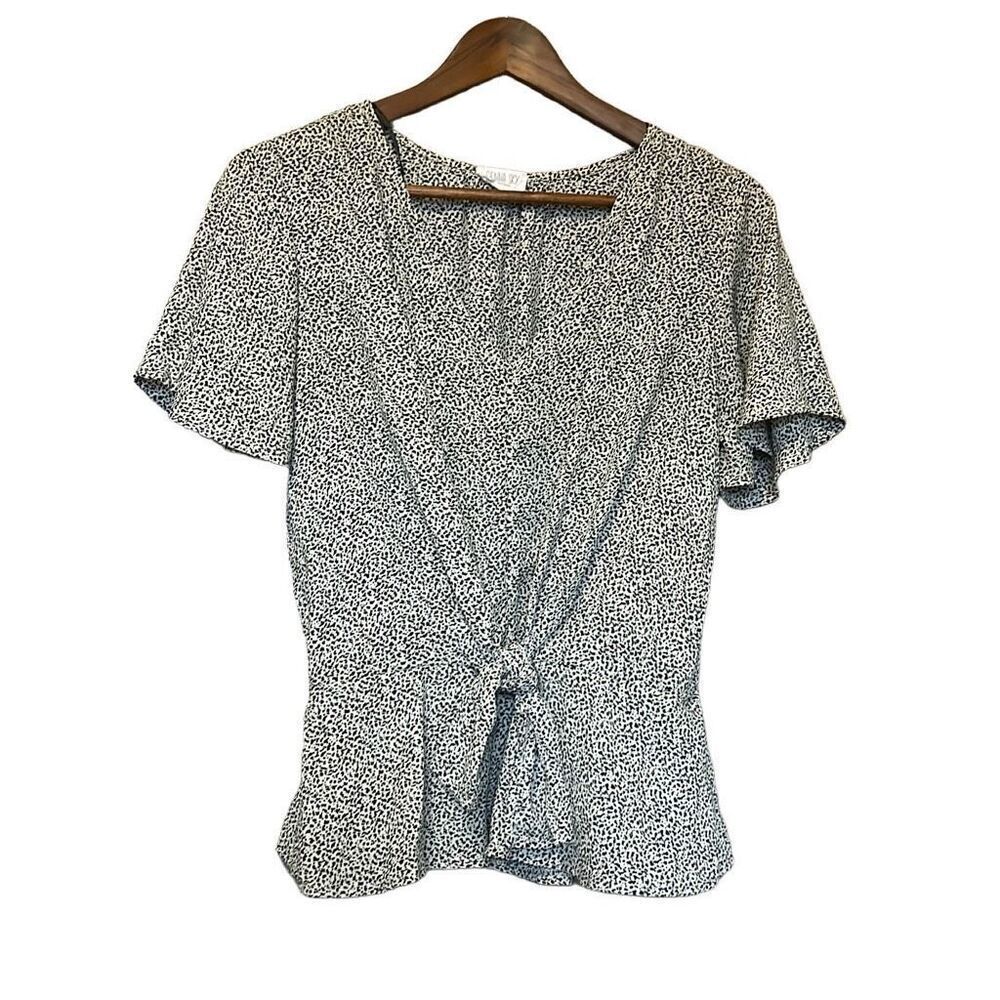 Tiered Ruffle Sleeve Tie Front Blouse Top‎ Animal Print Dotted